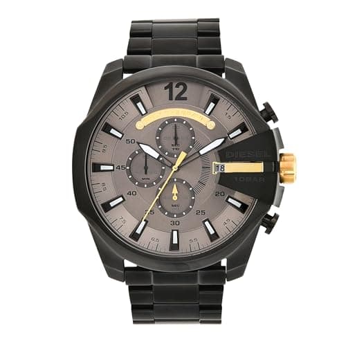 Diesel Mega Chief Uhr für Herren, Chronographenwerk mit Edelstahlarmband