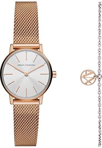 Armani Exchange Watch for Women, Quarz-Zweizeigerwerk und 28 mm Gehäusegröße mit Edelstahlarmband