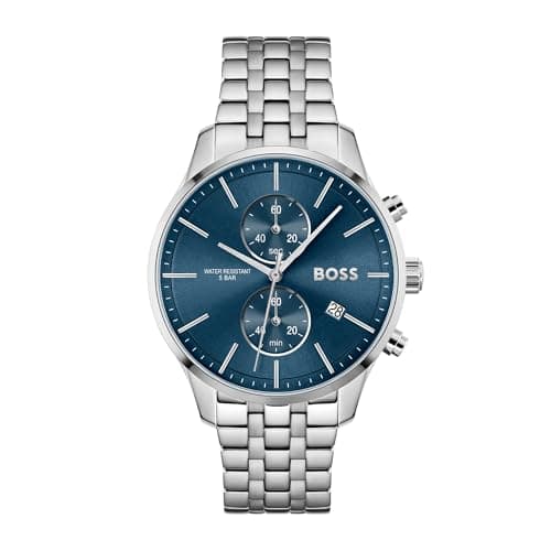 BOSS Chronograph Quarz Uhr für Herren Kollektion Associate mit Silbernes Edelstahlarmband - 1513839