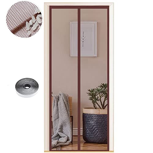 WENT Fliegengitter Tür Magnet, Massdekor Insektenschutz, Fliegengitter Doppeltür, Customized für Balkontür, Kann in jeder Größe hergestellt werden. Doppelseitig öffnende. Braun