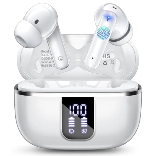 W70 Pro Bluetooth Kopfhörer In-Ear, Bluetooth 5.4 Wireless Earbuds mit HiFi-Sound, Sport Ohrhörer mit 4 Mik ENC für klare Anrufe, 46H Akkulaufzeit, LED-Anzeige, IPX7 Wasserdicht, iOS Android. Weiß