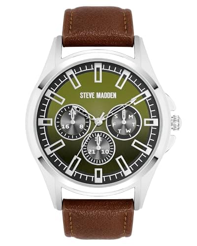 Steve Madden Herren -Strapuhrung,Grau/Silber