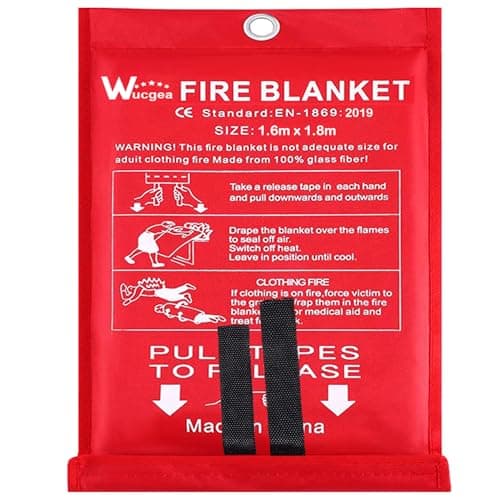 Löschdecke 160x180 für küche - Feuerlöschdecke DIN EN 1869:2019 Sicherheit Glasfaser Brandschutzdecke für Fettbrände Auto Schule Kamin Grill Büro Garage Schweißen Lager